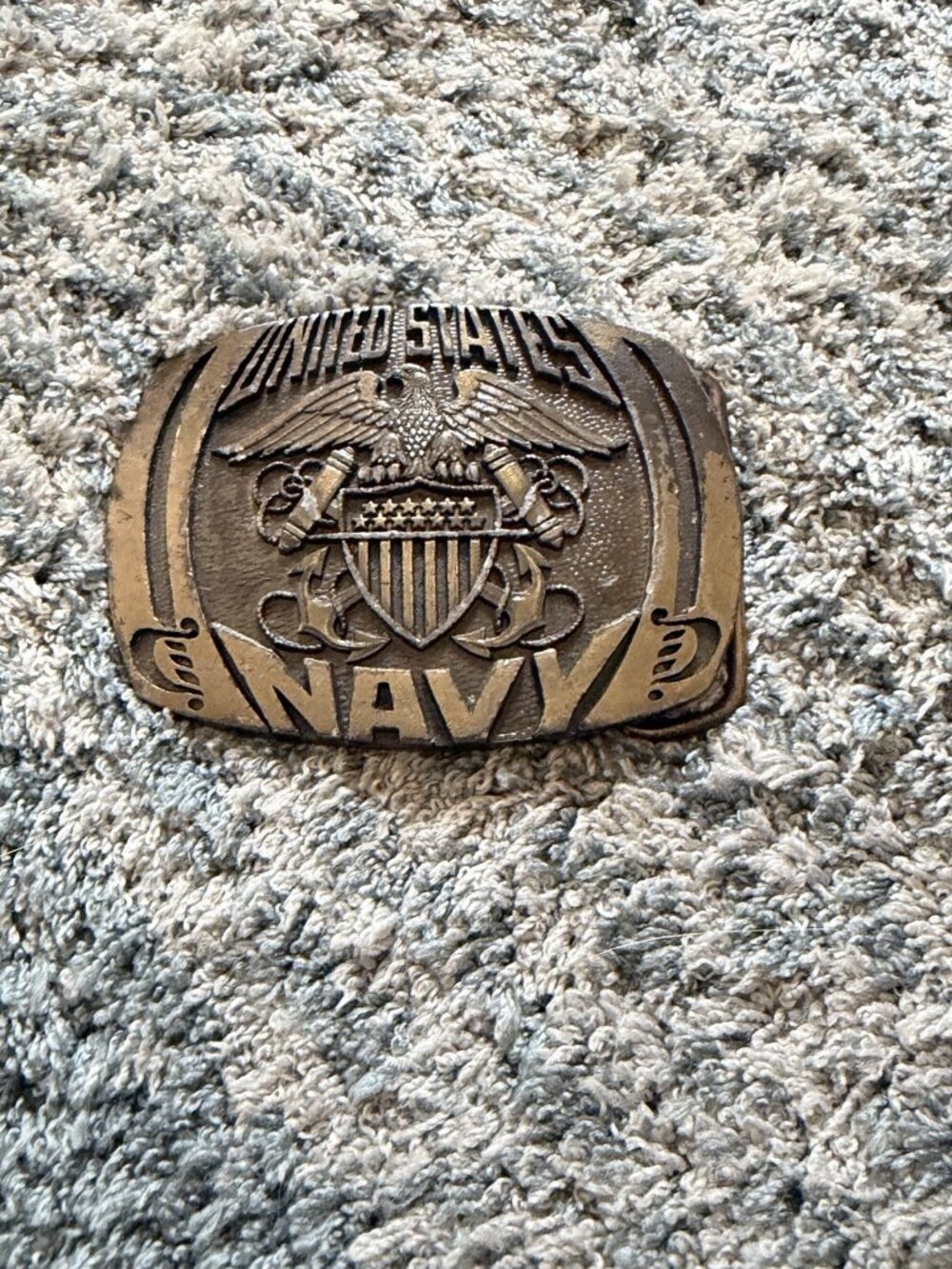 United States Navy Belt Buckle Indiana Metal Craft XR89 Made in USA Vintage